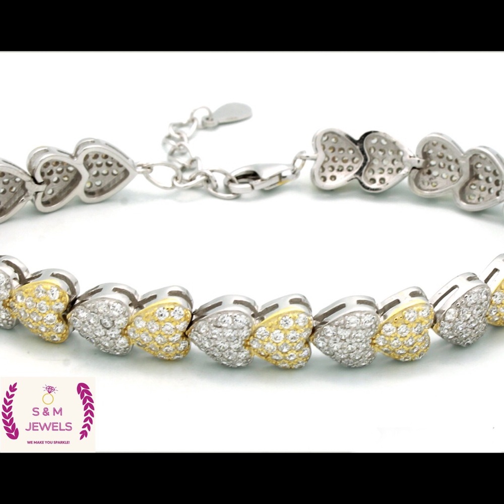 Sterling silver cubic zirconia 7.5 inches bracelet